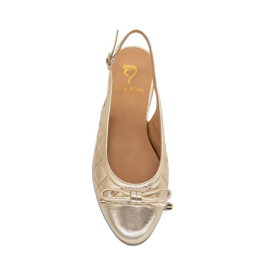 Ritz: Gold Quilted Leather Shoes Sole Bliss
