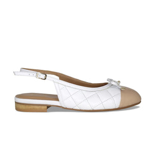 Ritz: White Quilted Leather & Nude Patent Shoes Sole Bliss