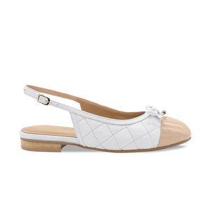 Ritz: White Quilted Leather & Nude Patent Shoes Sole Bliss