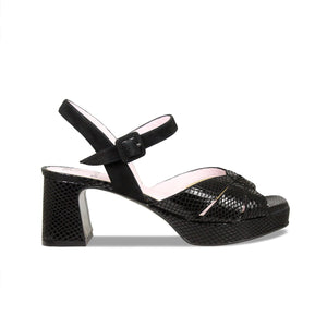 Roberta: Black Suede & Snake Shoes Sole Bliss