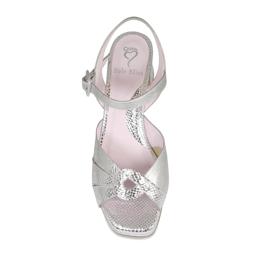 Roberta: Silver Suede & Snake Shoes Sole Bliss
