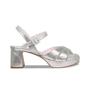 Roberta: Silver Suede & Snake Shoes Sole Bliss