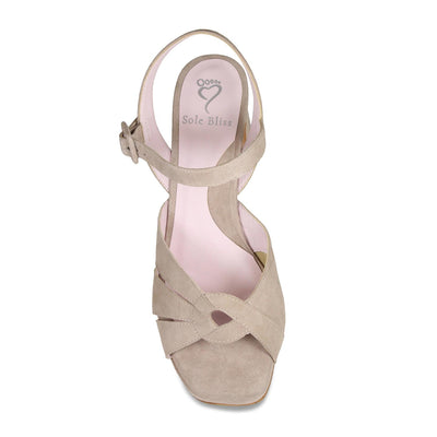 Roberta: Pale Taupe Suede Shoes Sole Bliss