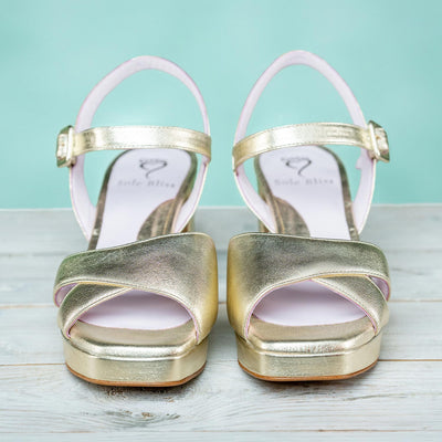 Ronnie: Gold Leather Shoes Sole Bliss