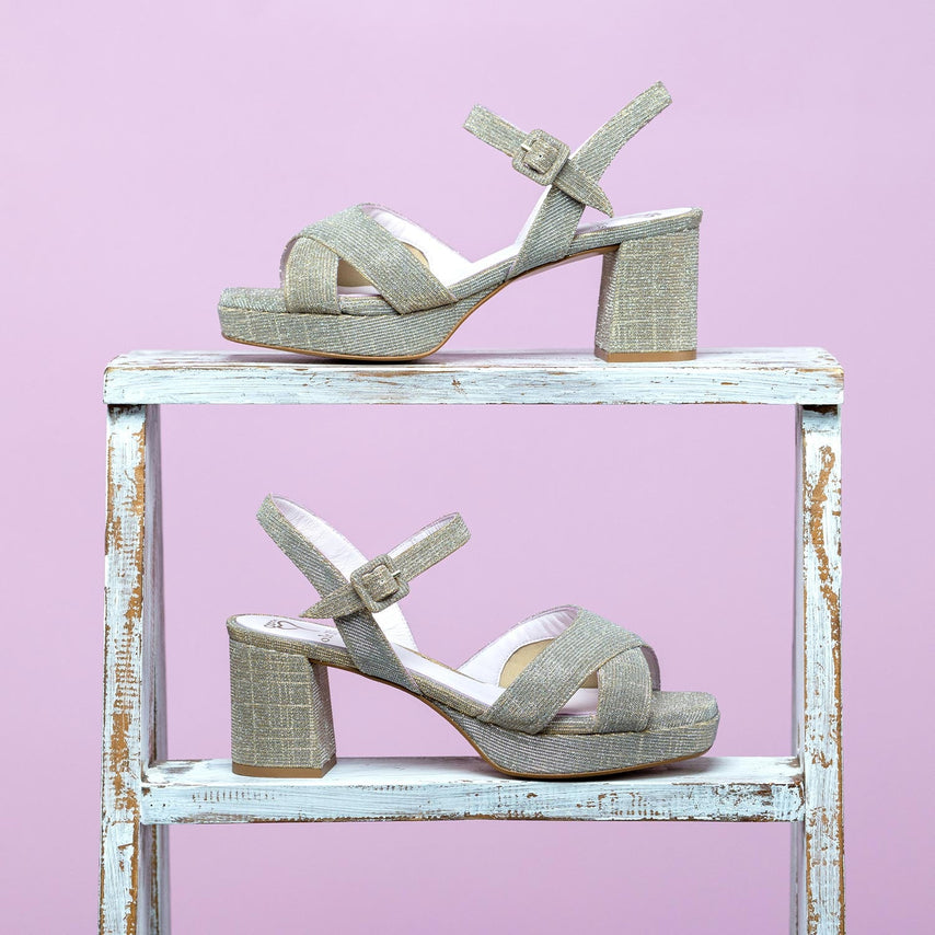Ronnie: Taupe Glitter Shoes Sole Bliss