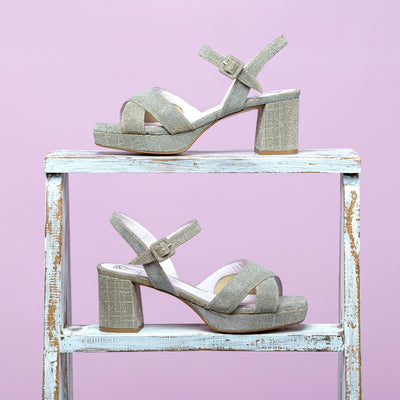 Ronnie: Taupe Glitter Shoes Sole Bliss