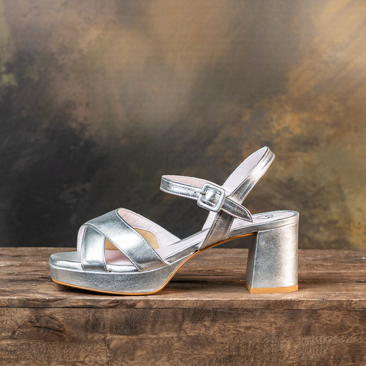 Ronnie: Silver Leather Shoes Sole Bliss