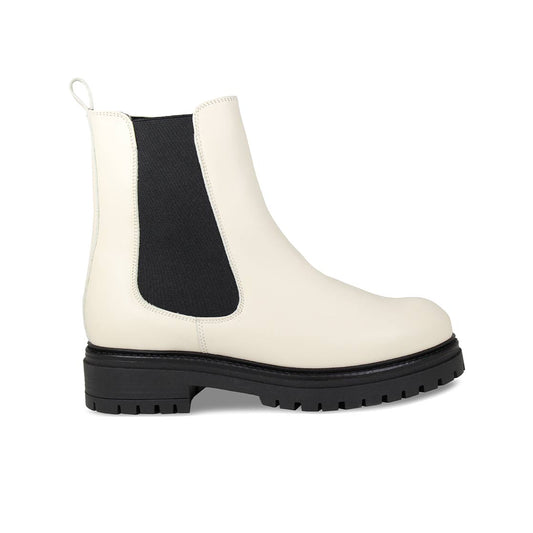 Roxy: Ivory Leather Boots Sole Bliss