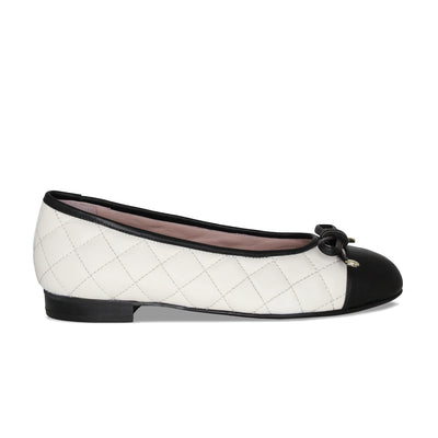 Royal: Ivory Quilted Leather & Black Leather Shoes Sole Bliss