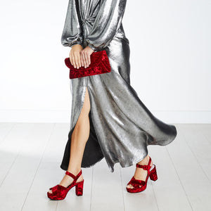 Ruby: Luxe Cherry Red Velvet Shoes Sole Bliss