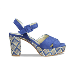 Ruby: Denim Suede & Raffia Shoes Sole Bliss