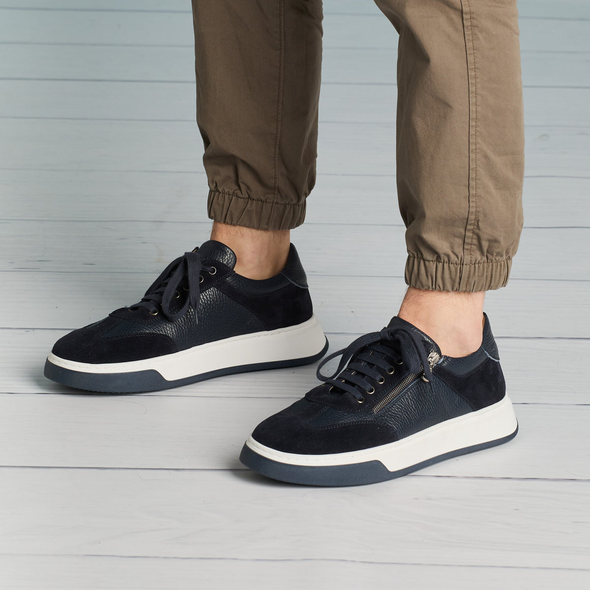 MEN'S Samson: Navy Leather & Suede Shoes Sole Bliss