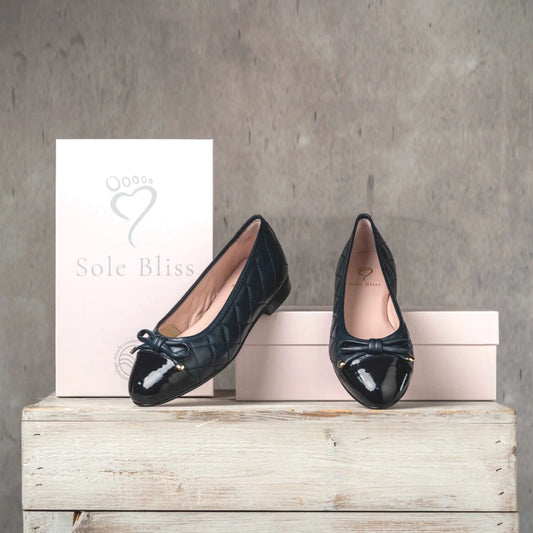 Royal: Navy Quilted Leather & Patent Shoes Sole Bliss