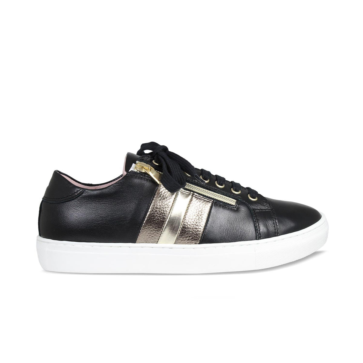 Sole Bliss Sprint Black Leather & Metallic Shoes