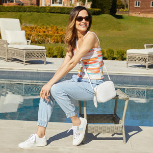 Sprint: White Leather & Multi Pastel Shoes Sole Bliss