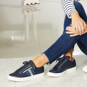Sprint: Navy Leather & Denim Shoes Sole Bliss