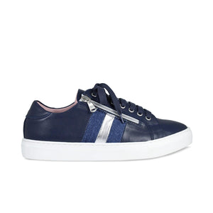 Sprint: Navy Leather & Denim Shoes Sole Bliss