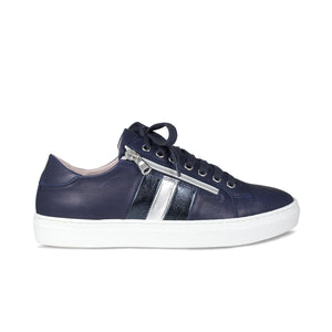 Sprint: Navy Leather & Silver Shoes Sole Bliss