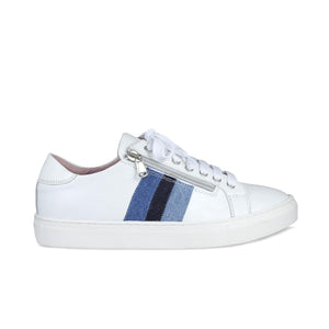 Sprint: White Leather & Multi Denim Shoes Sole Bliss