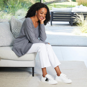 Sprint: White Leather & Metallic Shoes Sole Bliss