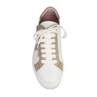 Sprint: White Leather & Raffia Shoes Sole Bliss