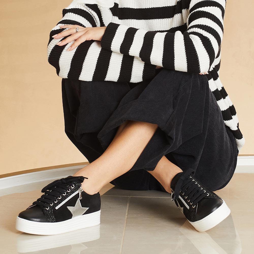 Star: Black Leather & Suede Shoes Sole Bliss