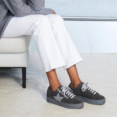 Star: Grey Suede & Glitter Shoes Sole Bliss