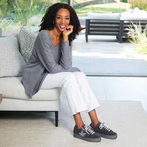 Star: Grey Suede & Glitter Shoes Sole Bliss