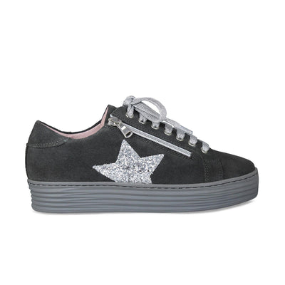 Star: Grey Suede & Glitter Shoes Sole Bliss