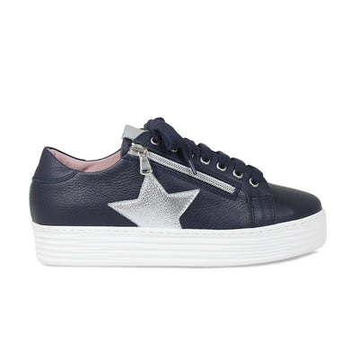 Star: Navy Leather & Silver
