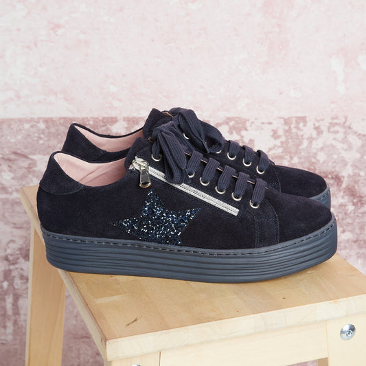 Star: Navy Suede & Glitz Shoes Sole Bliss
