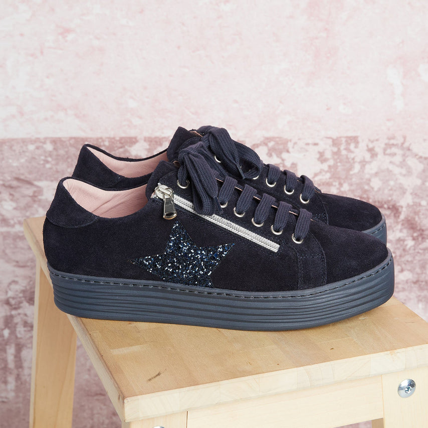 Star: Navy Suede & Glitz Shoes Sole Bliss