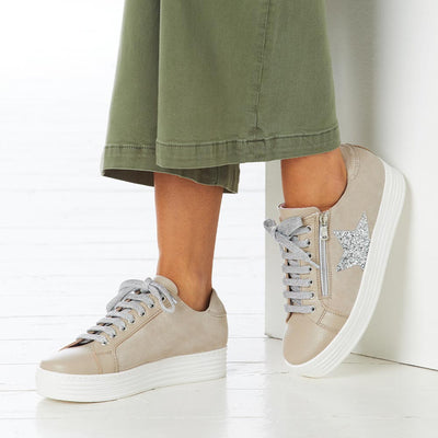 Star: Pale Taupe Leather & Suede