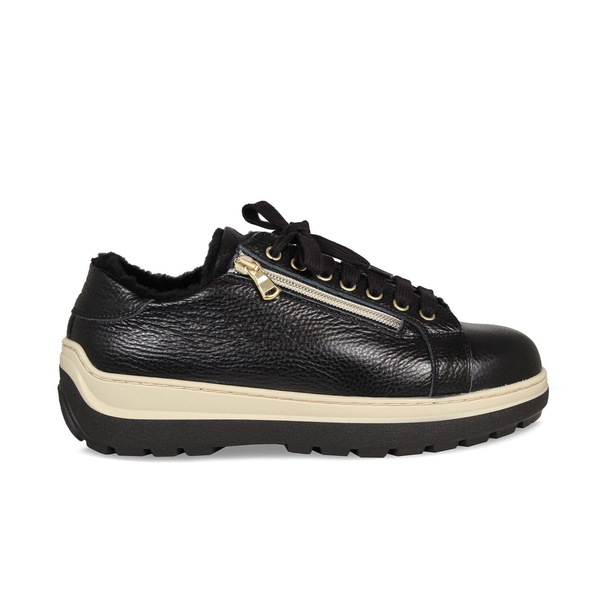 Summit: Black Leather & Shearling Shoes Sole Bliss
