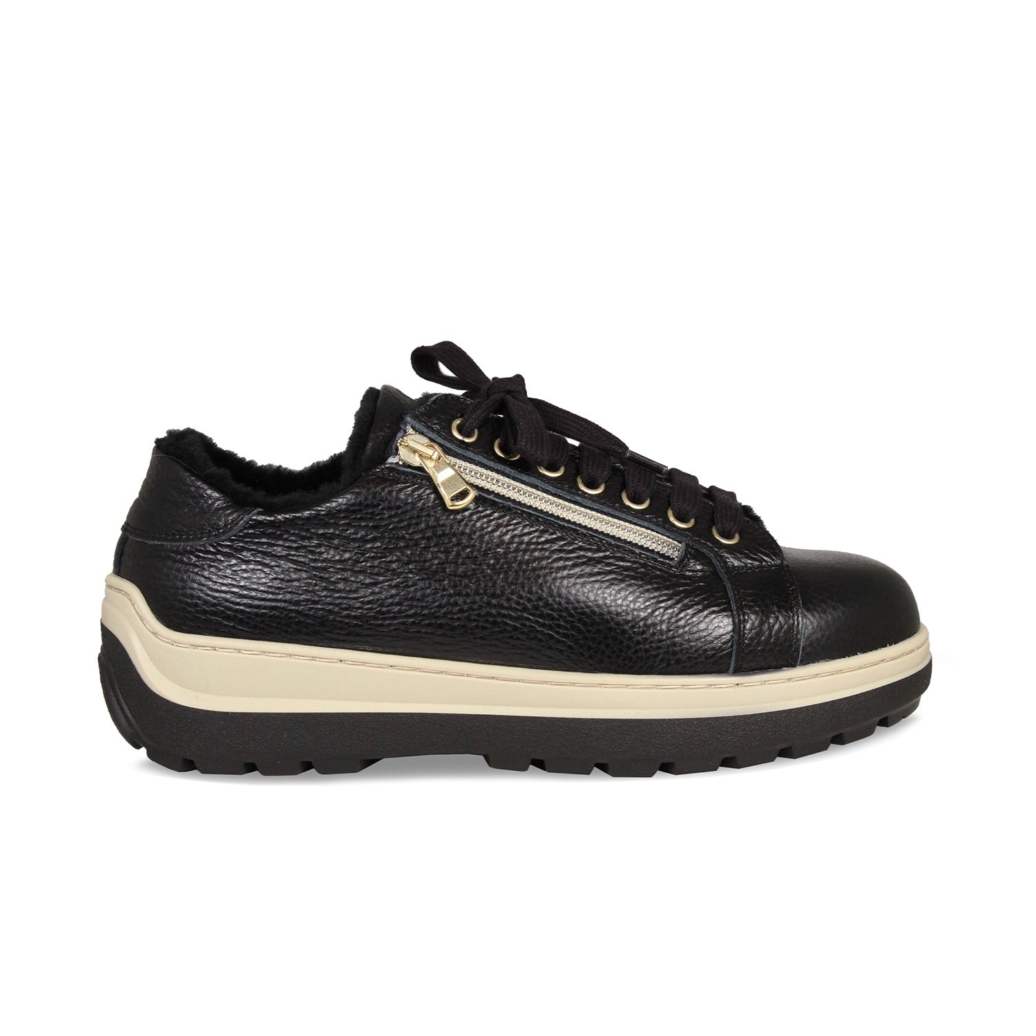 Summit: Black Leather & Shearling Shoes Sole Bliss