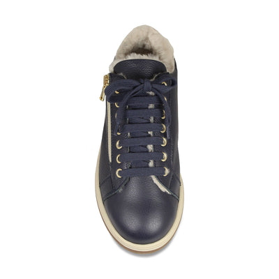 Summit: Navy Leather & Shearling Shoes Sole Bliss