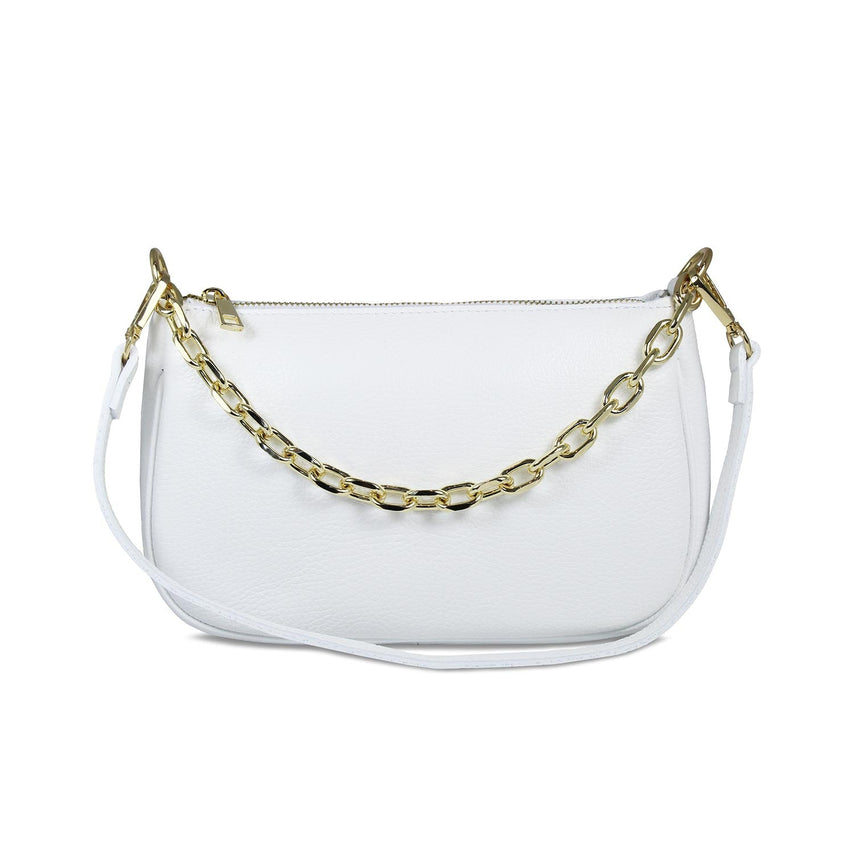 Swing: White Leather & Gold Bags Sole Bliss