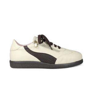 Swirl: Cream & Brown Leather Shoes Sole Bliss