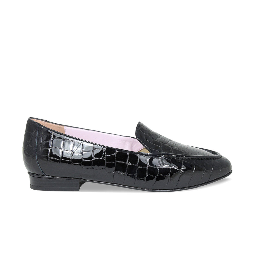 Tabitha: Black Croc Leather - Loafers for Bunions | Sole Bliss