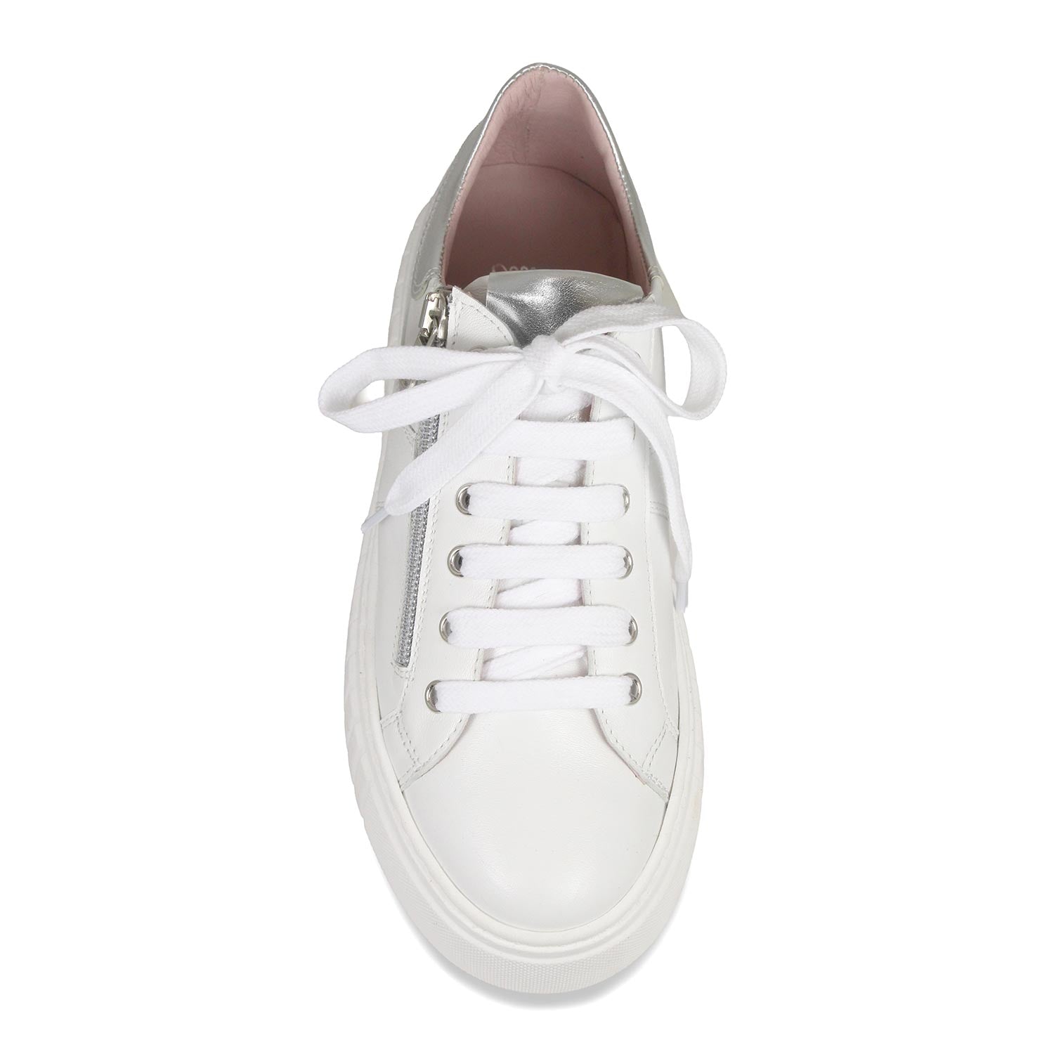 Tempo: White Leather & Silver Shoes Sole Bliss