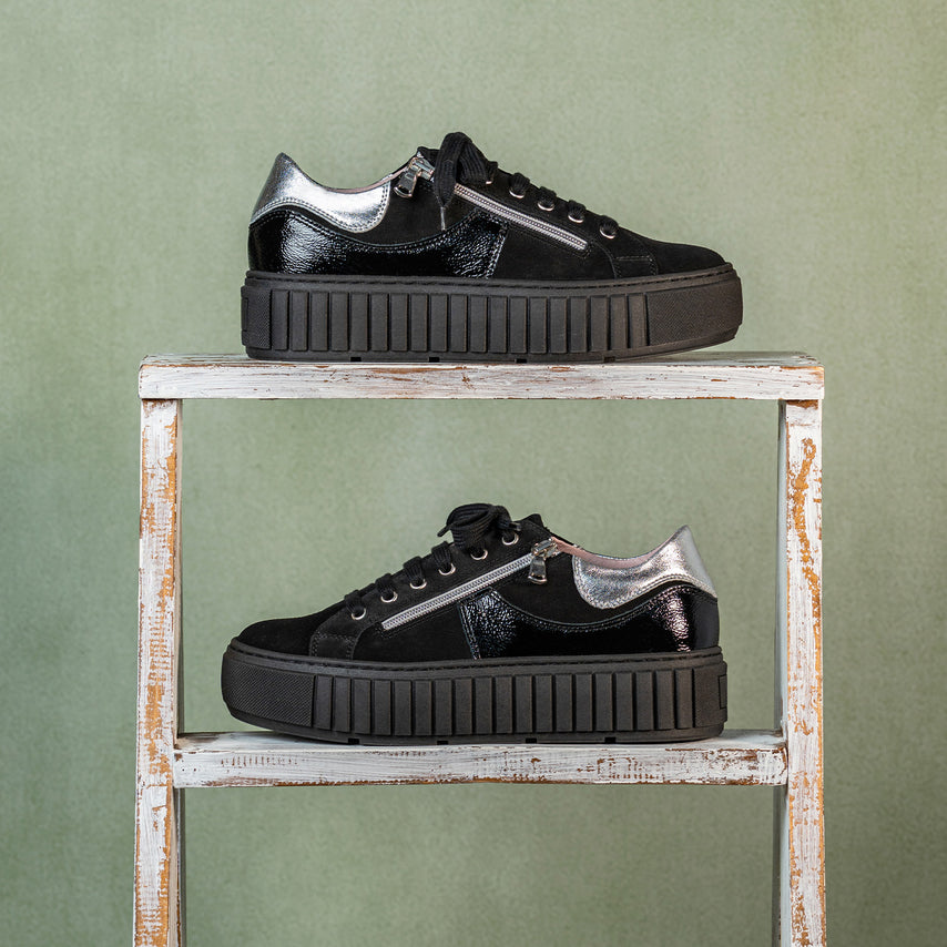 Tempo: Black Suede & Patent Leather Shoes Sole Bliss