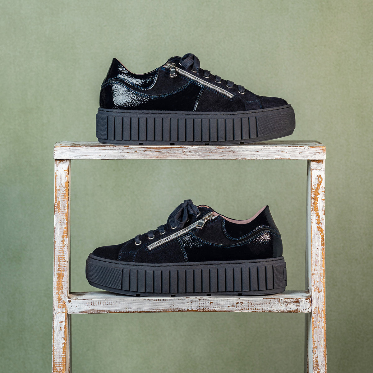 Tempo: Navy Suede & Patent Leather Shoes Sole Bliss