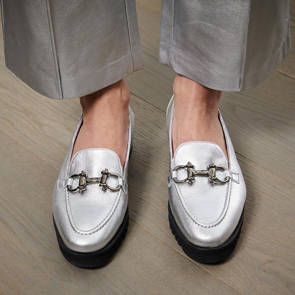 Terri: Silver Leather Shoes Sole Bliss
