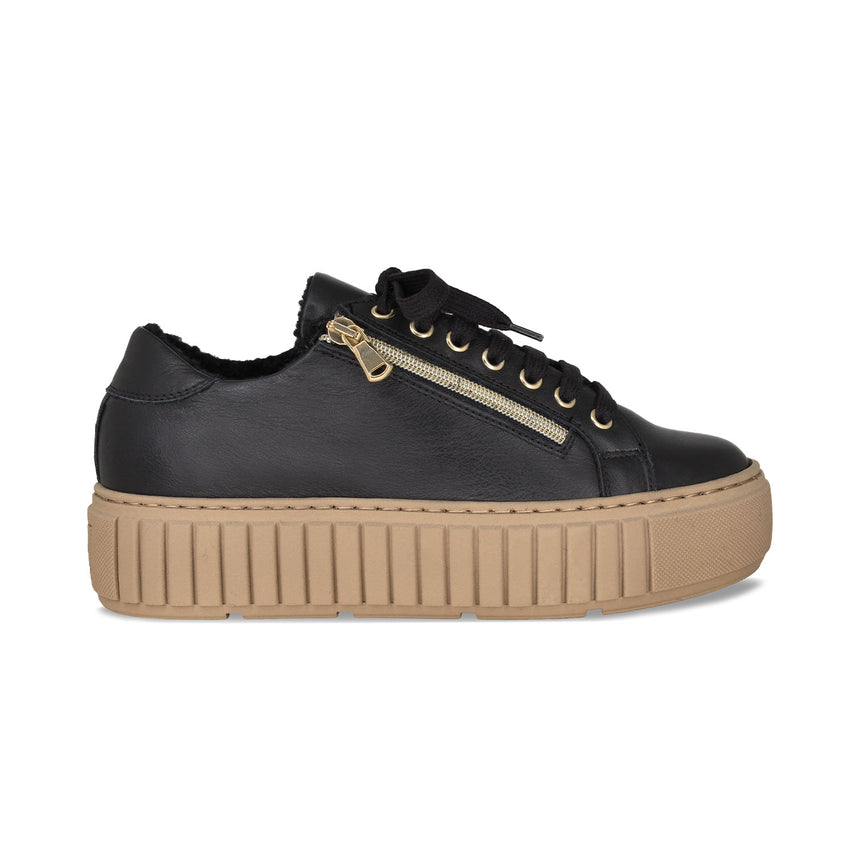 Track-Fur: Black Leather Shoes Sole Bliss