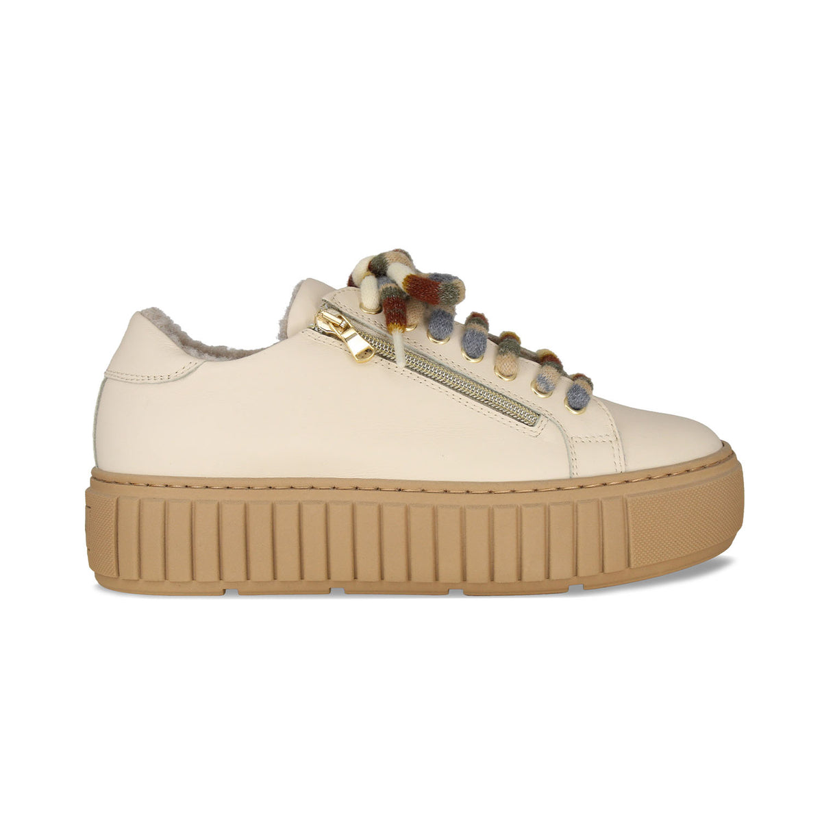 Track-Fur: Cream Leather Shoes Sole Bliss