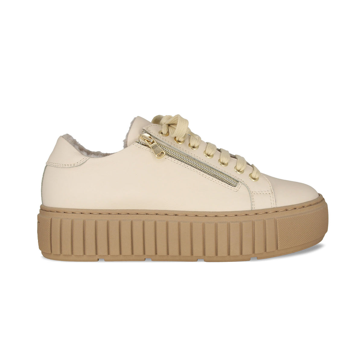 Track-Fur: Cream Leather Shoes Sole Bliss