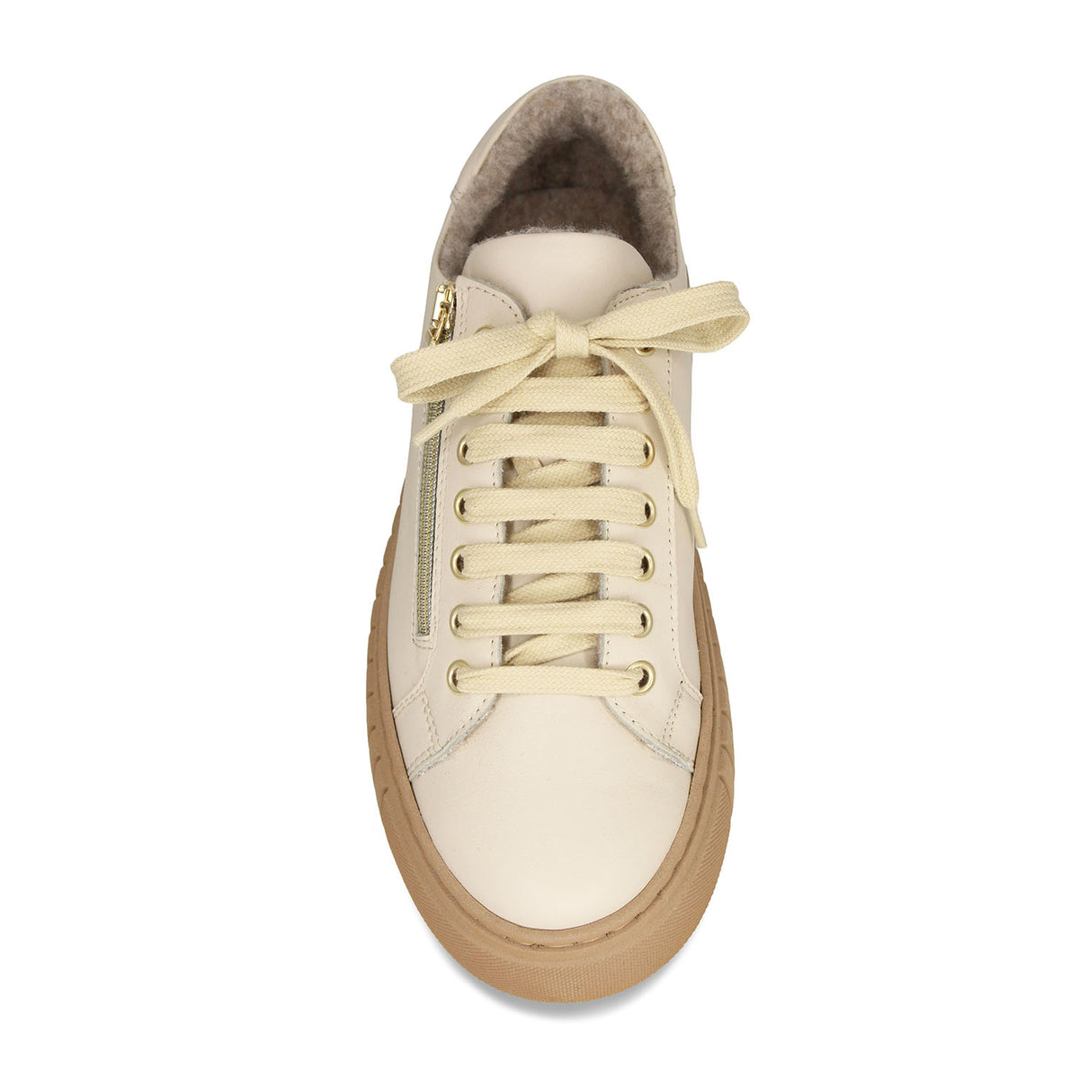 Track-Fur: Cream Leather Shoes Sole Bliss