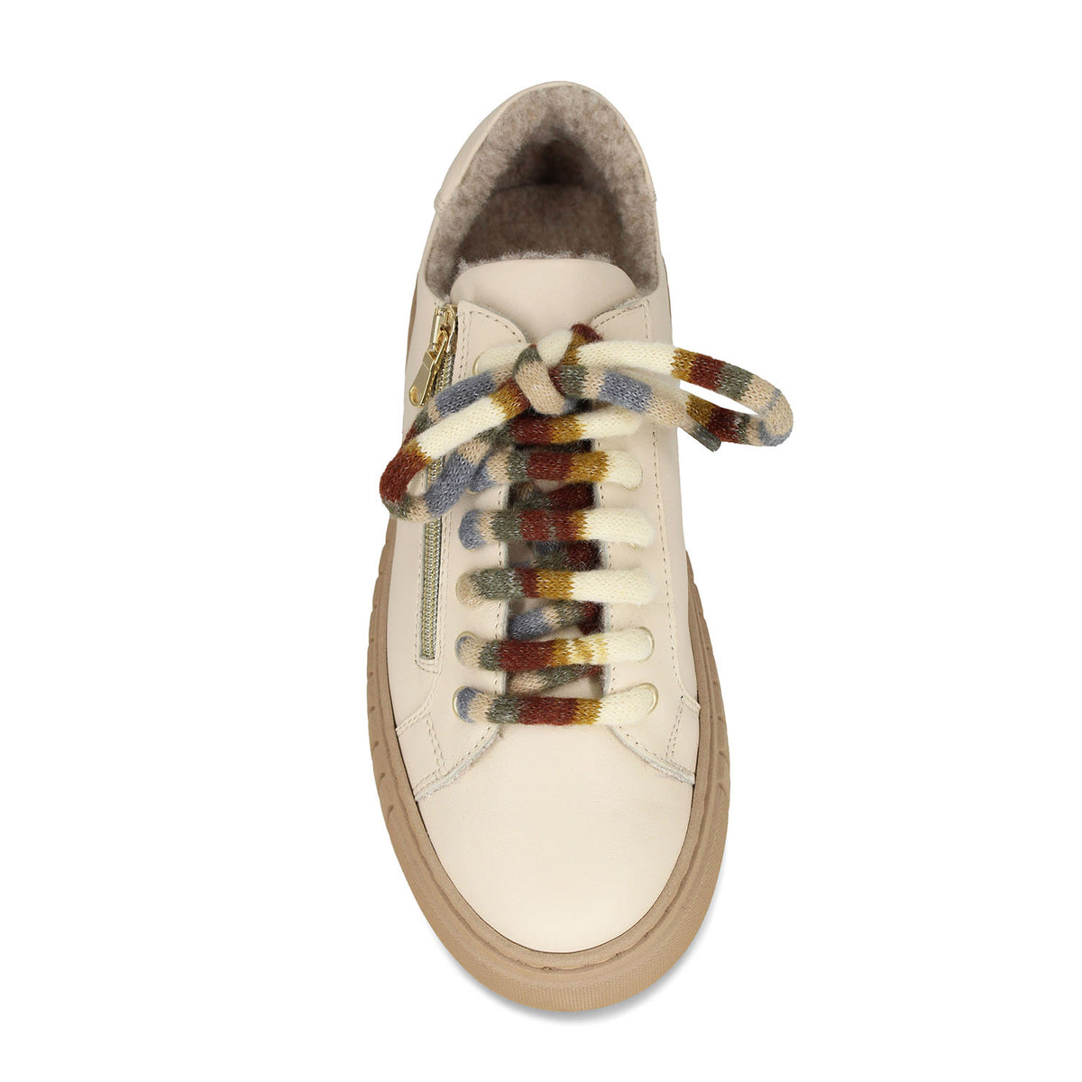 Track-Fur: Cream Leather Shoes Sole Bliss