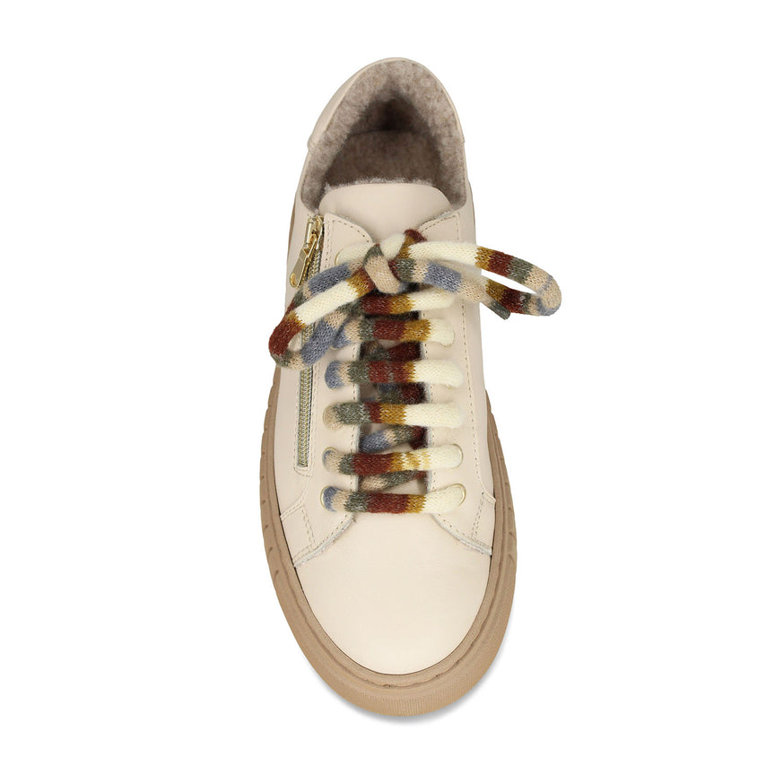 Track-Fur: Cream Leather Shoes Sole Bliss