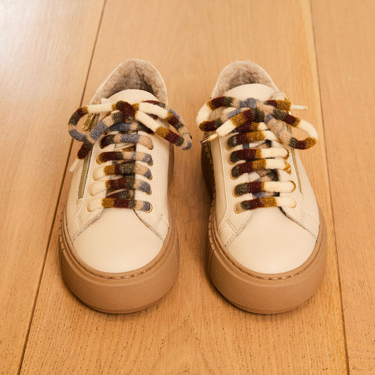 Track-Fur: Cream Leather Shoes Sole Bliss